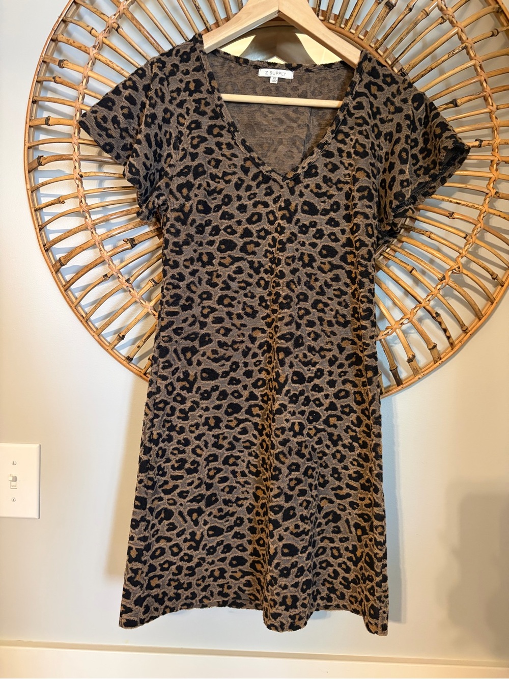 Z Supply Leopard Print V-Neck Dress in Brown and Black
